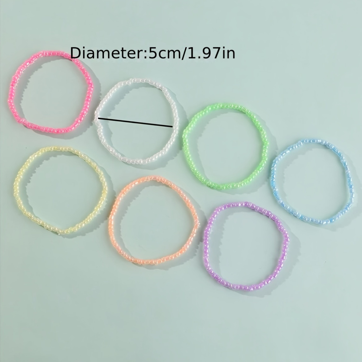 7pc Macaroon Colored Bead Bracelet Set, Everyday Style